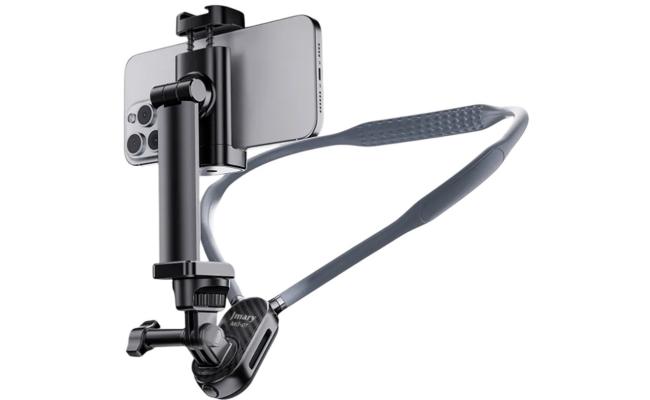 JMARY MG-01 Neck Mount for Phone Action Camera POV / Vlog Selfie Mount Hand Free Holder - Grey